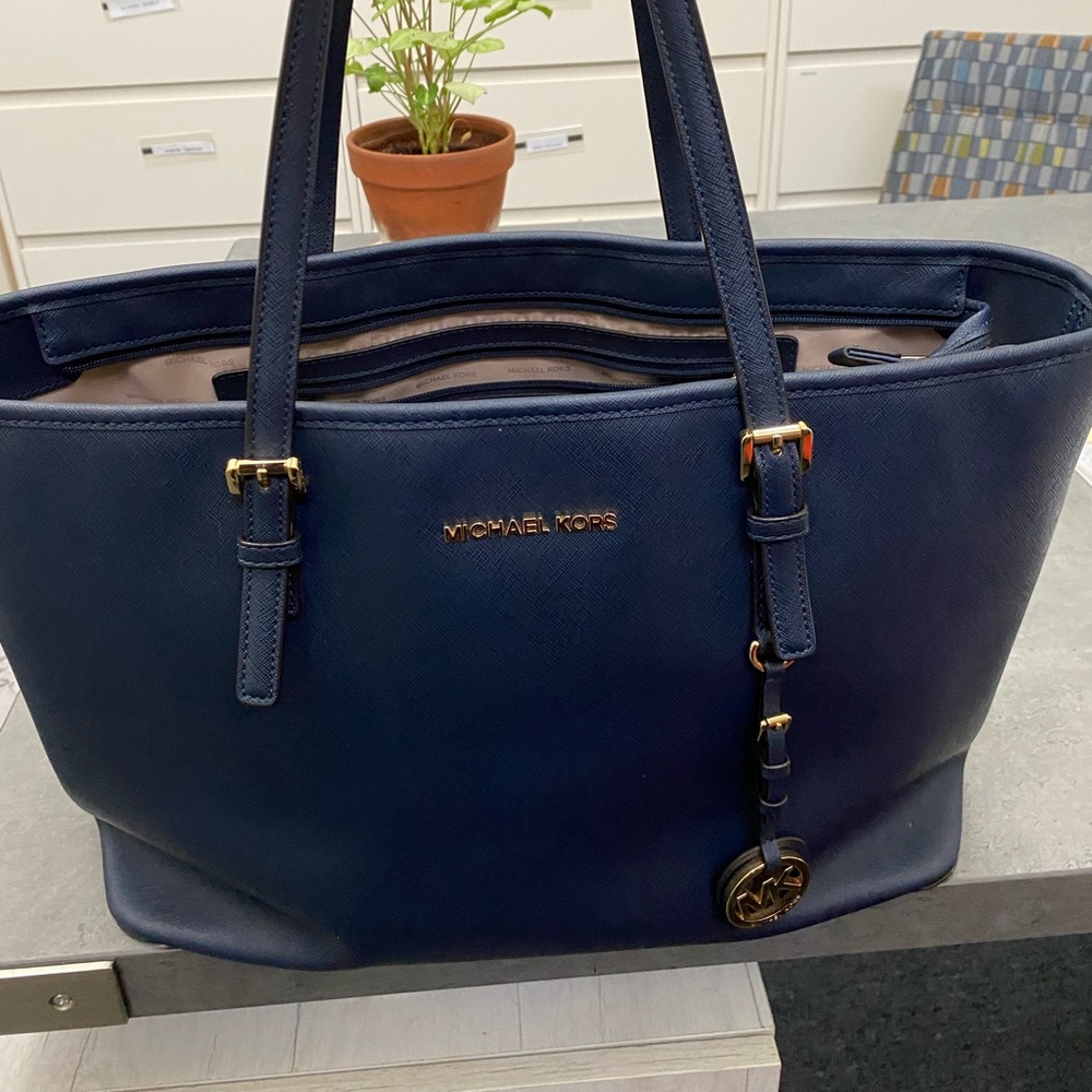 Michael Kors Navy Blue Tote/Laptop Bag